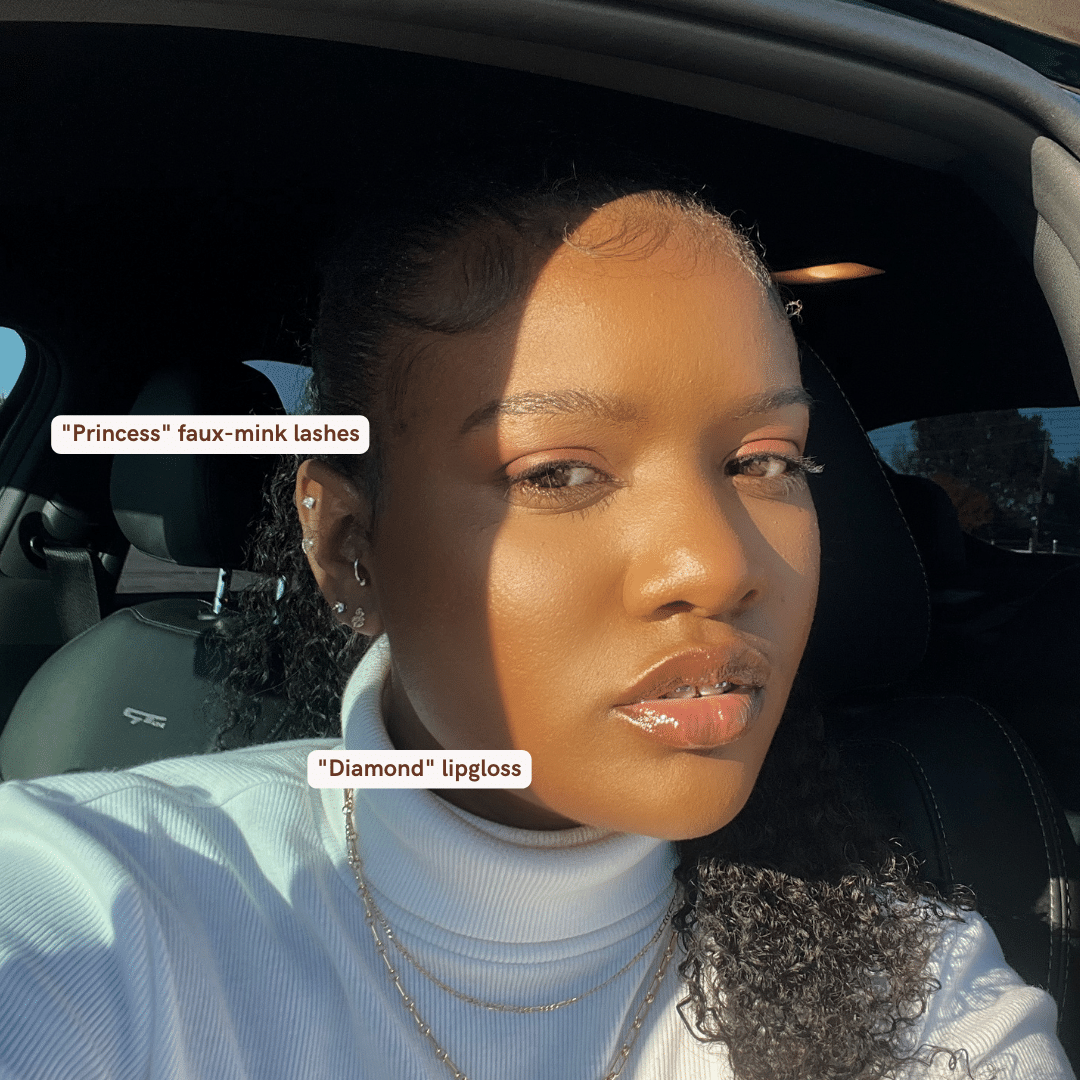 user-generated content image of a customer using lef beauty product "diamond" lipgloss